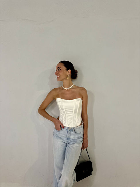 Εικόνα της ''Rosemary''  Satin Off- White Corset Top (2)