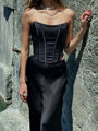 ''Wildest Moments'' Black Satin Corset Top