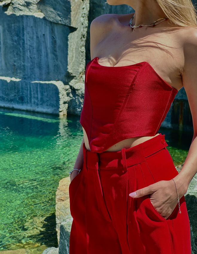 ''Call Me Revenge'' Satin Corset Top