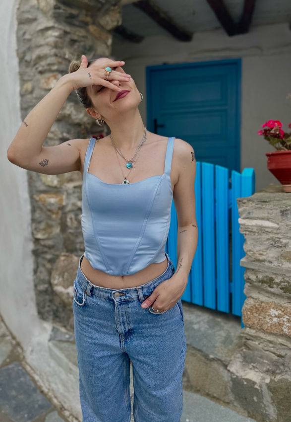 ''Ocean Eyes'' Baby Blue Corset Top