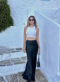 ''Kill Bill'' Black Maxi High Waist Satin Skirt