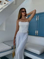 Picture of ''Sade'' White Maxi High Waist Satin Skirt