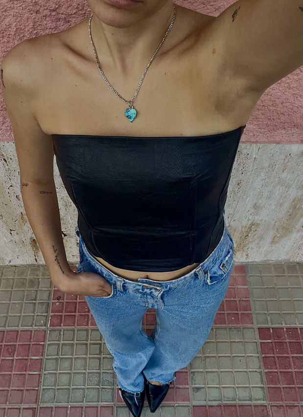 ''Sweet Dreams'' Croco Vegan Leather Top