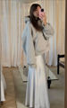 Picture of ''Sade'' White Maxi High Waist Satin Skirt