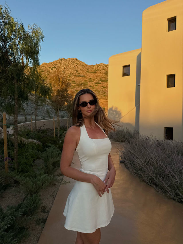''Valeria'' Mini White Halter Dress